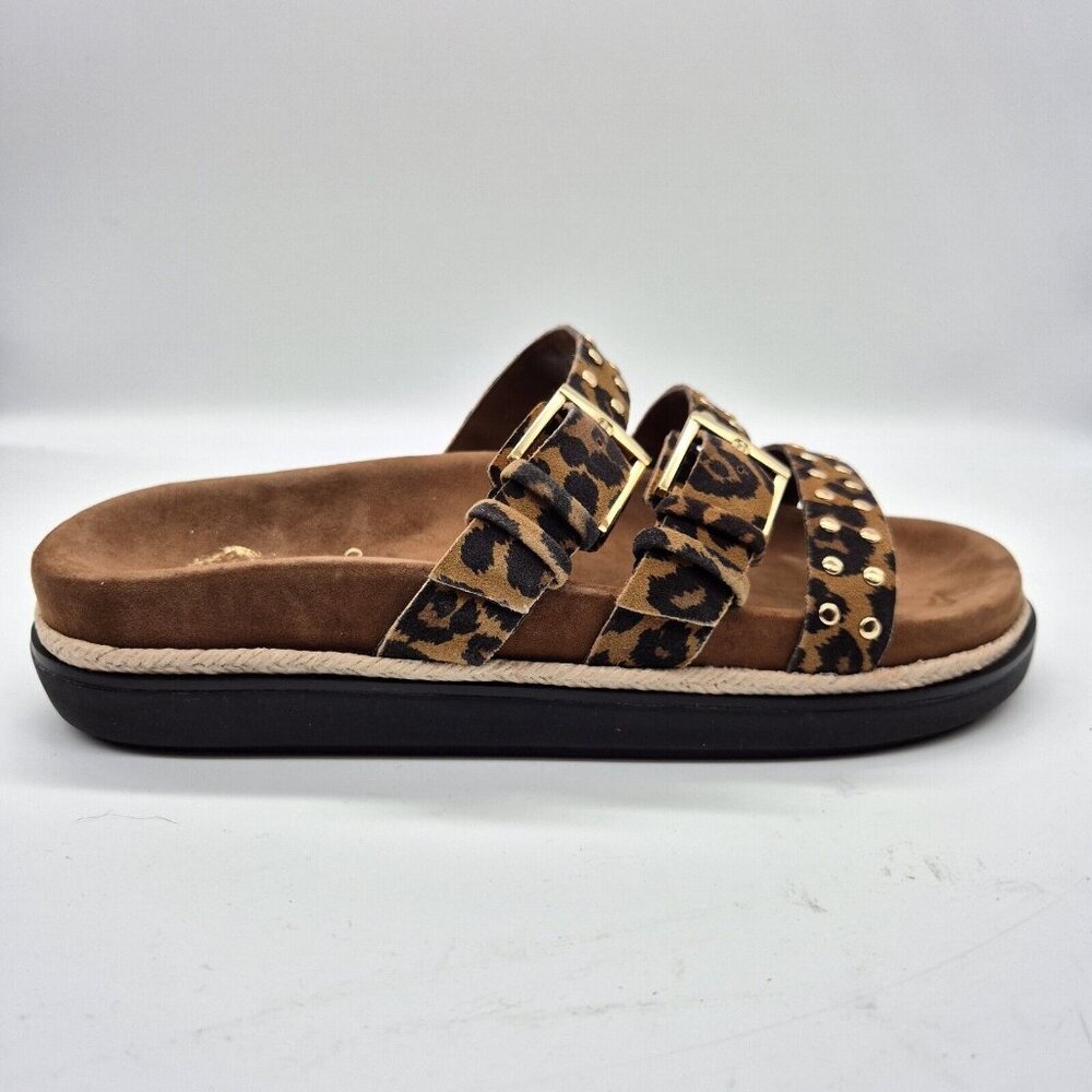 Vince Camuto Ciandra Size 9.5 M Slip On Slide 3 Straps Buckle Brown Flat 934 - Picture 5 of 8